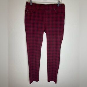 Liverpool Jeans Red Plaid Stretchy Pull On Skinny Legging Pants